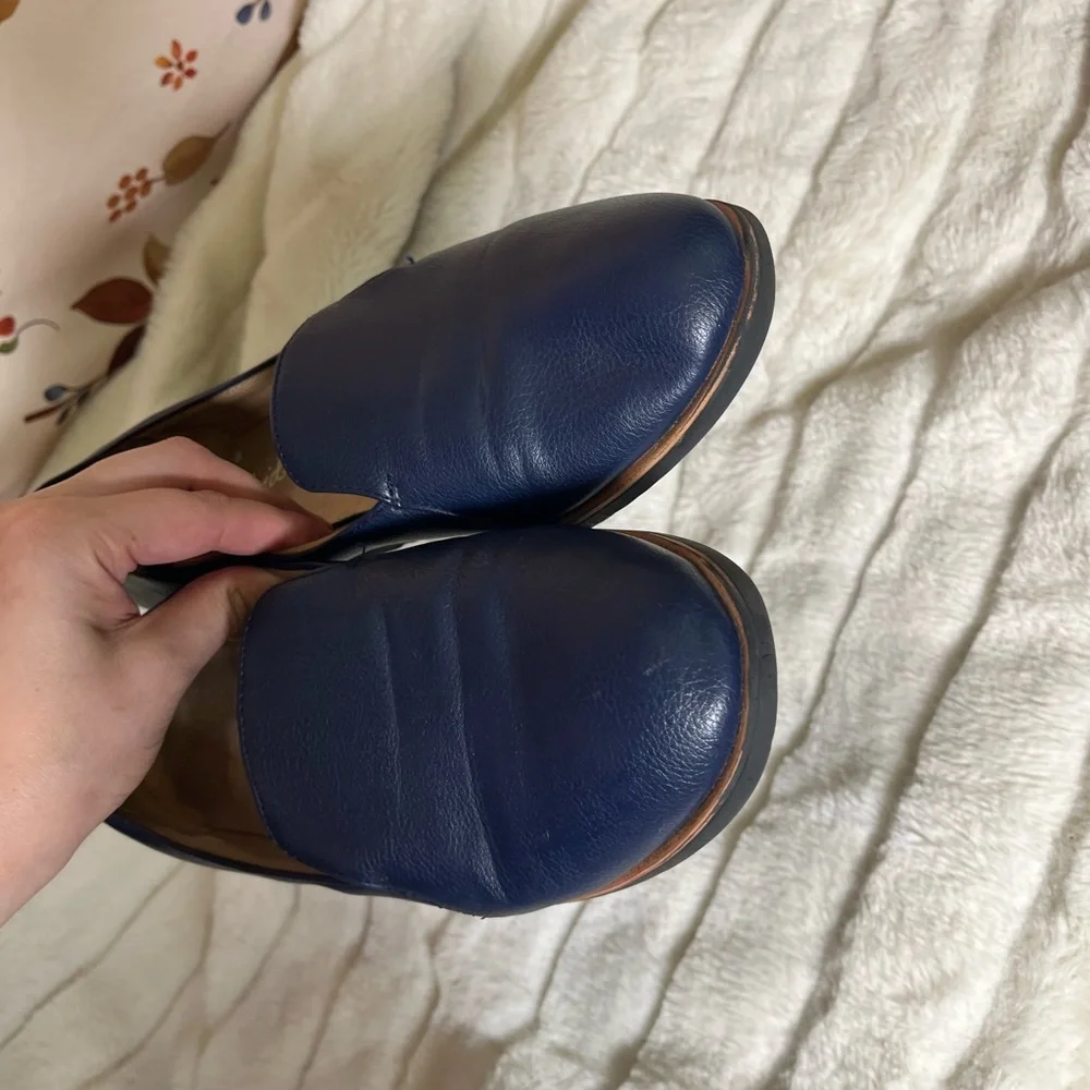 Life Stride 8.5 Velocity 2.0 Blue Leather Loafer Smooth Office Preppy City Fall